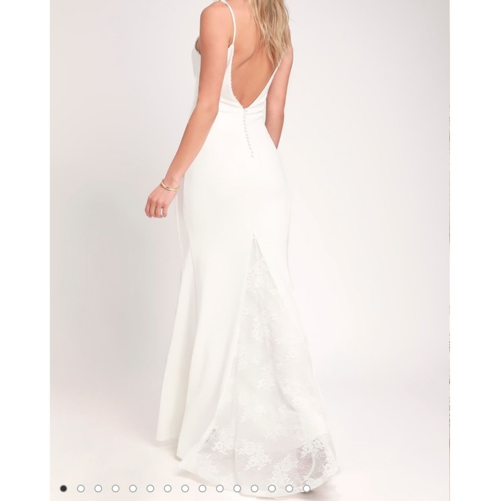 Taliana White Lace Button Back Maxi Dress